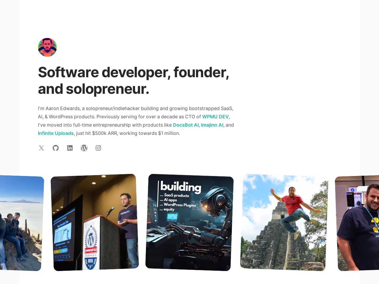 Thumbnail image of Aaron Edwards - Software Developer, Founder, and Solopreneur