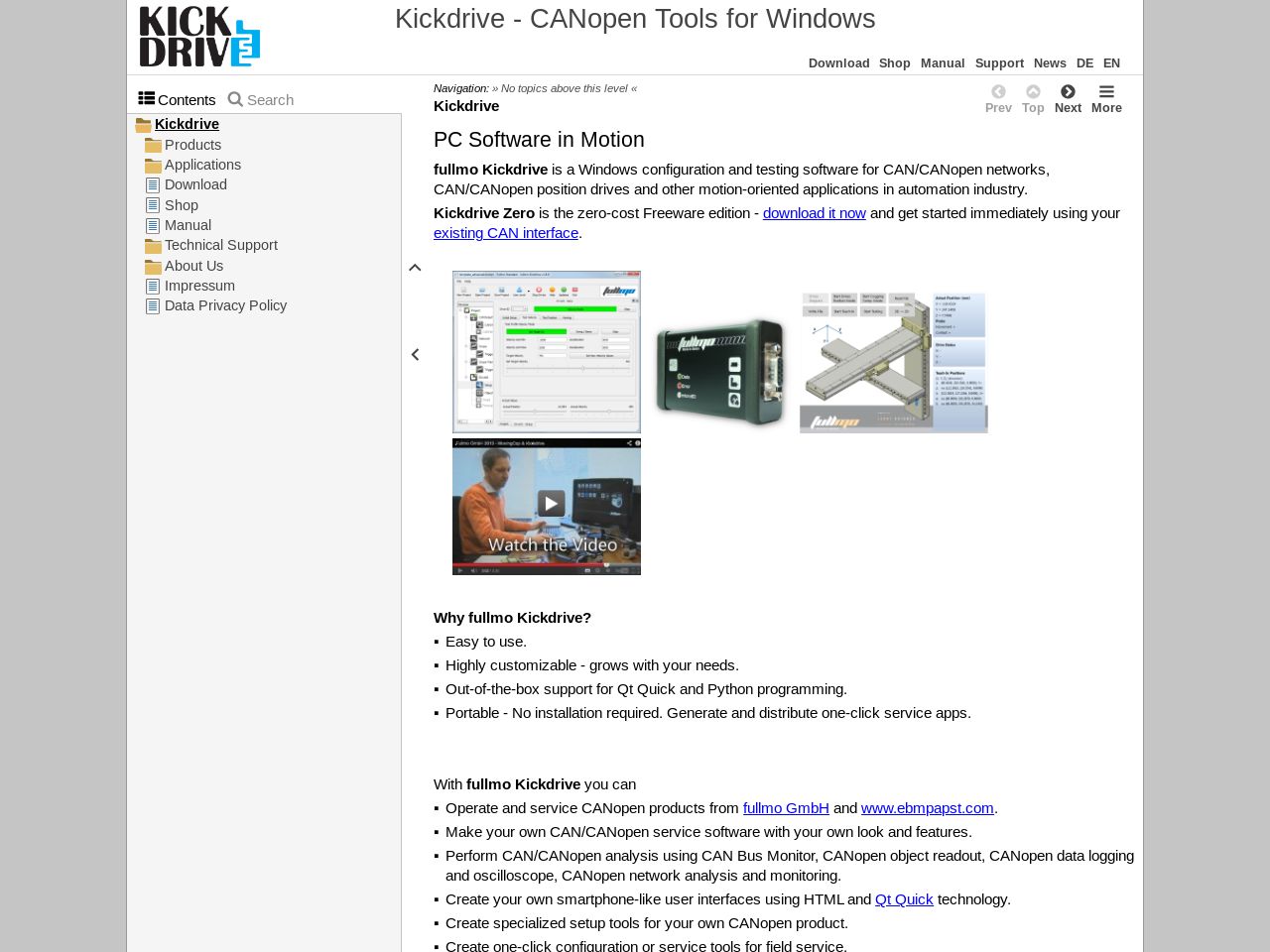 Thumbnail image of Kickdrive - CANopen Tools for Windows