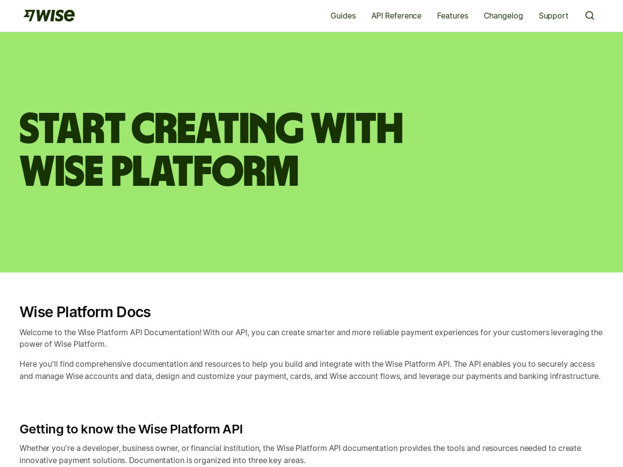 Thumbnail image of Wise Platform API Documentation